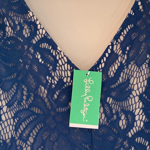Lilly Pulitzer Womens M Navy Lace Cocktail Dress Elegant Classic Sophisticated - Picture 9 of 16